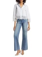 Levo Cotton-Blend Lace-Trim Blouse