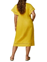 Bartolo Linen Embroidered Midi-Dress