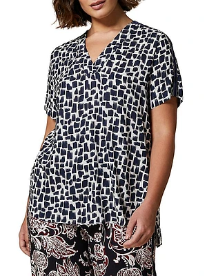 Plus Size Prisma Printed Short-Sleeve Top