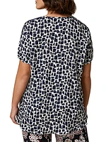 Plus Size Prisma Printed Short-Sleeve Top