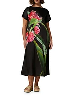 Plus Size Cadine Jersey-Backed Satin Midi-Dress