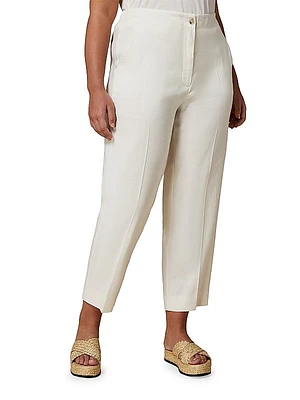 Plus Size Gerona Linen & Cotton Crop Pants