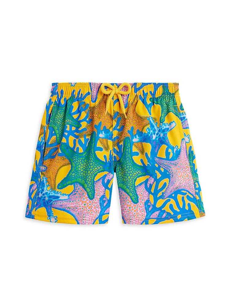 Little Boy's & Starfish Print Swim Trunks