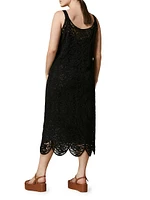 Plus Riber Embroidered Cotton-Blend Slipdress