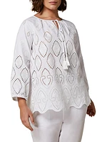 Plus Size Ronco Embroidered Cotton & Linen Shirt