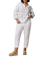 Plus Size Ronco Embroidered Cotton & Linen Shirt