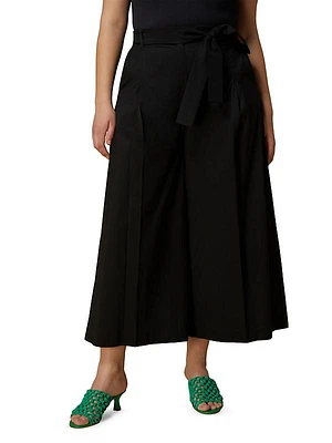 Plus Size Uranio Belted Poplin Crop Pants