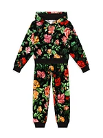 Little Girl's & Floral Velour Joggers