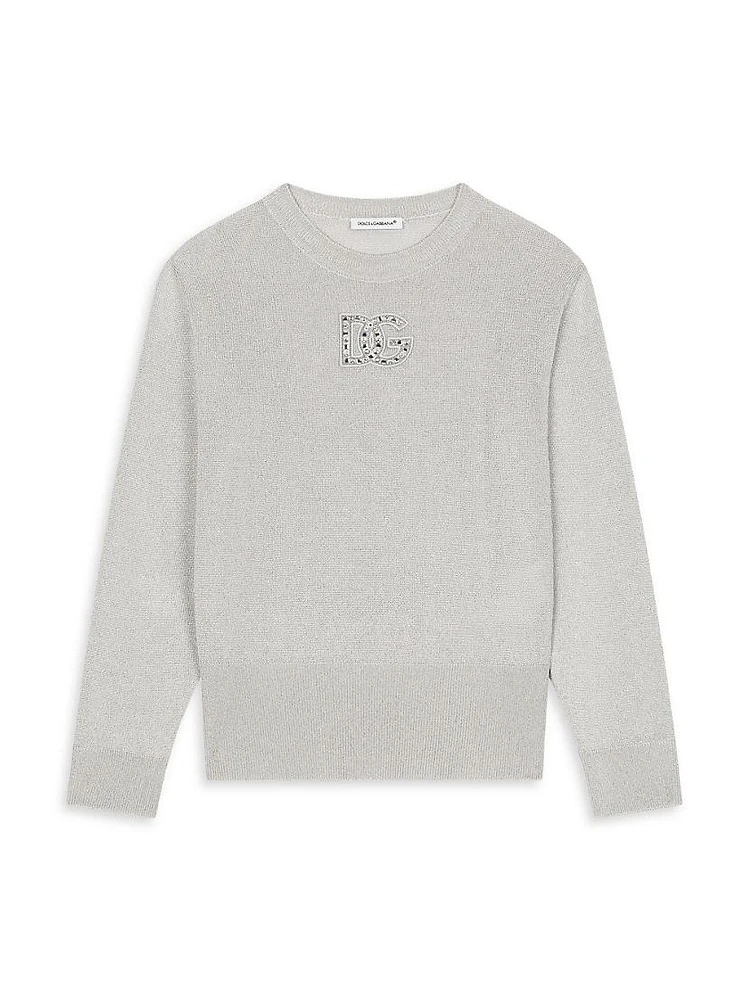 Little Girl's & Embellished 'DG' Crewneck Sweater