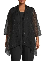 Sequin Mesh Swing Cardigan