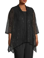 Sequin Mesh Swing Cardigan