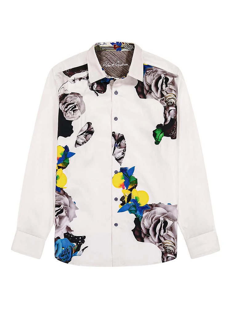 Delmore Abstract Floral Stretch-Cotton Shirt