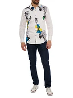 Delmore Abstract Floral Stretch-Cotton Shirt