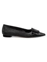 Maysale Embossed Leather & Suede Flats