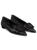 Maysale Embossed Leather & Suede Flats