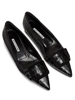 Maysale Embossed Leather & Suede Flats