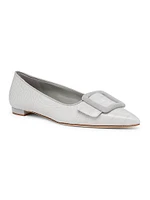 Maysale Embossed Leather & Suede Flats