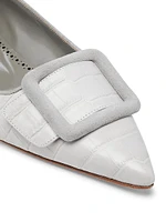 Maysale Embossed Leather & Suede Flats