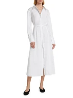 Cotton Poplin Tie-Waist Shirtdress