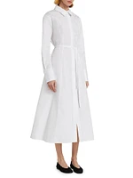 Cotton Poplin Tie-Waist Shirtdress