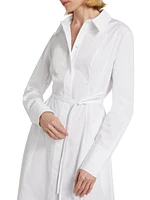 Cotton Poplin Tie-Waist Shirtdress