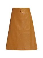 Leather A-Line Midi-Skirt