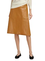 Leather A-Line Midi-Skirt