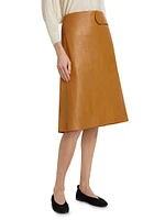 Leather A-Line Midi-Skirt