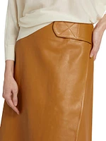 Leather A-Line Midi-Skirt