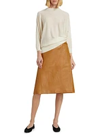 Leather A-Line Midi-Skirt