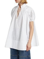 Gathered Cotton Poplin Tunic