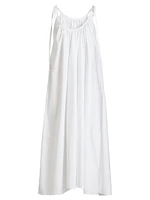 Gathered Cotton Poplin Maxi Dress