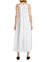 Gathered Cotton Poplin Maxi Dress