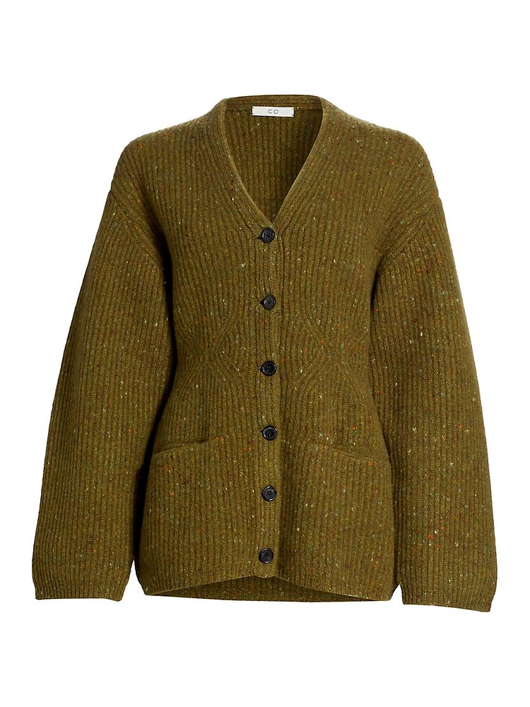 Wool-Blend Ribbed Cardigan