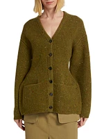 Wool-Blend Ribbed Cardigan