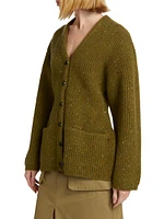 Wool-Blend Ribbed Cardigan