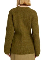 Wool-Blend Ribbed Cardigan