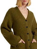 Wool-Blend Ribbed Cardigan