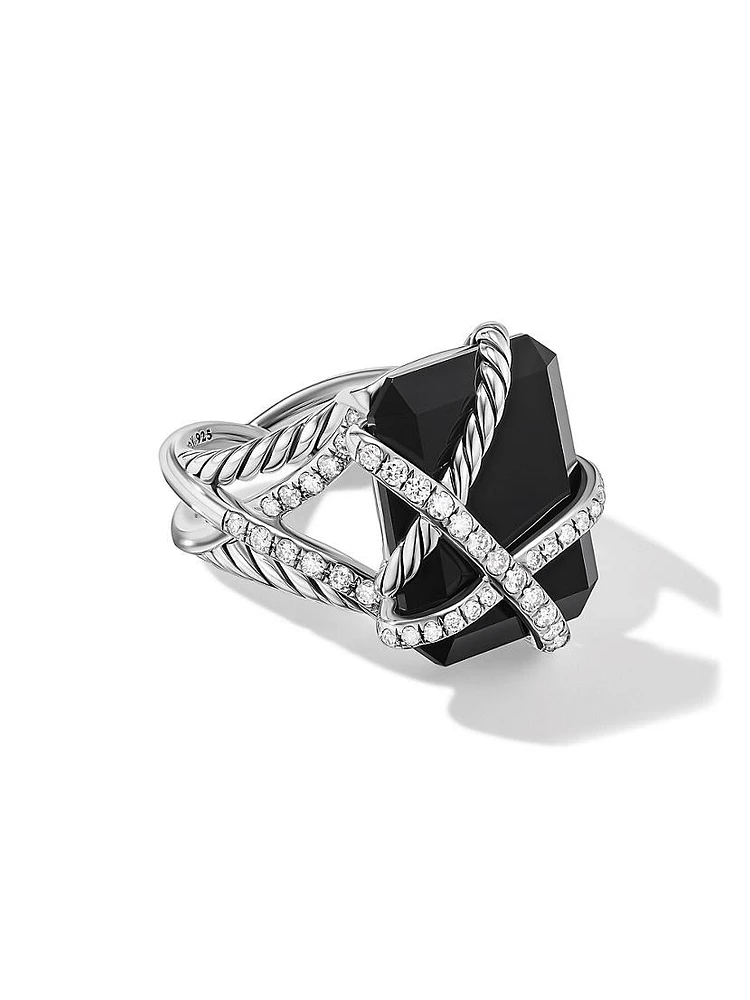 Crystal Cable Wrap Ring Sterling Silver