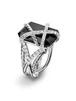 Crystal Cable Wrap Ring Sterling Silver