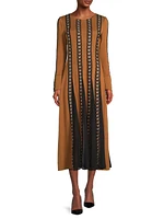 Embellshed Paneled Mesh Maxi Dress