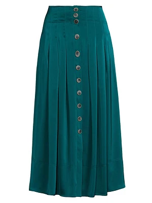 Charmeuse Pleated Midi Skirt