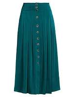 Charmeuse Pleated Midi Skirt