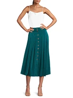 Charmeuse Pleated Midi Skirt