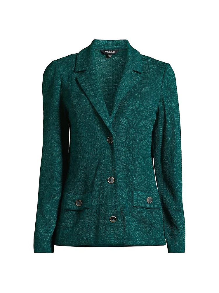 Floral Jacquard Knit Blazer