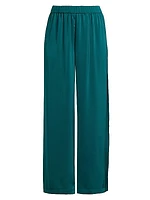 Pleated Charmeuse Wide-Leg Pants