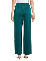 Pleated Charmeuse Wide-Leg Pants