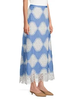 Lace Appliqué A-Line Maxi Skirt