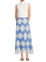 Lace Appliqué A-Line Maxi Skirt