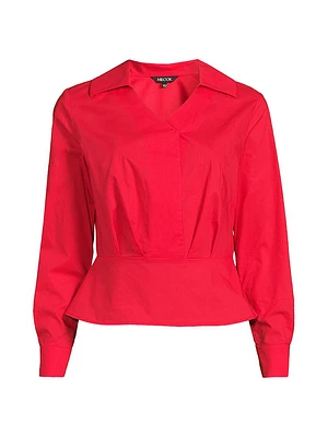 Surplice Neck Peplum Blouse